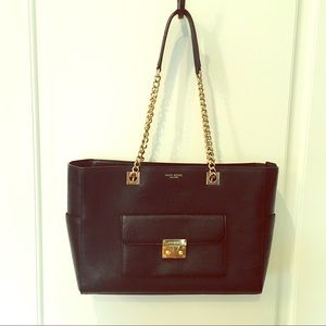 Henri Bendel Waldorf Chain Black Leather Tote
